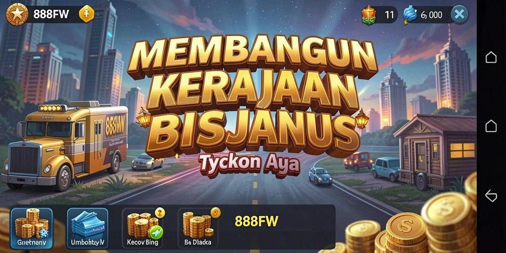 Tangkapan layar gameplay 888FW menunjukkan serunya membangun kerajaan bisnis.