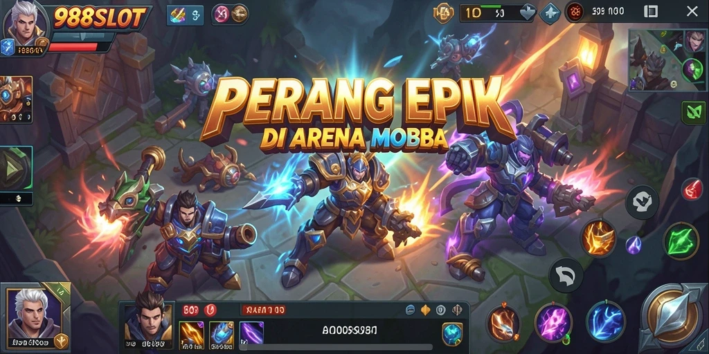 Screenshot menunjukkan aksi seru dalam pertarungan MOBA.