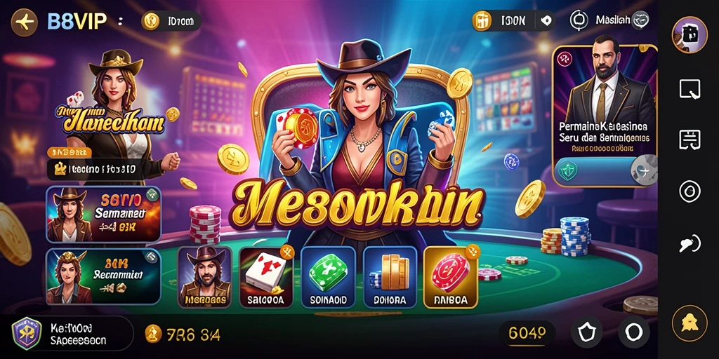 Tampilan gameplay menegangkan di aplikasi B8VIP Kasino.