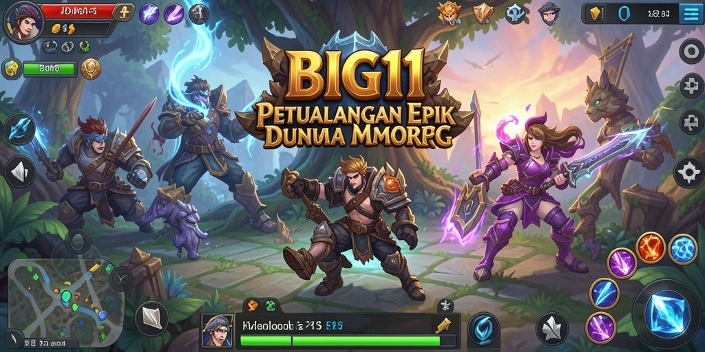 Tangkapan layar dari permainan BIG11 menampilkan aksi seru dalam pertempuran MMORPG.