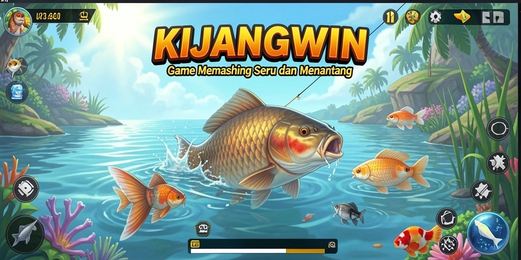 Screenshot gameplay KIJANGWIN menampilkan aksi memancing yang seru dan menantang.