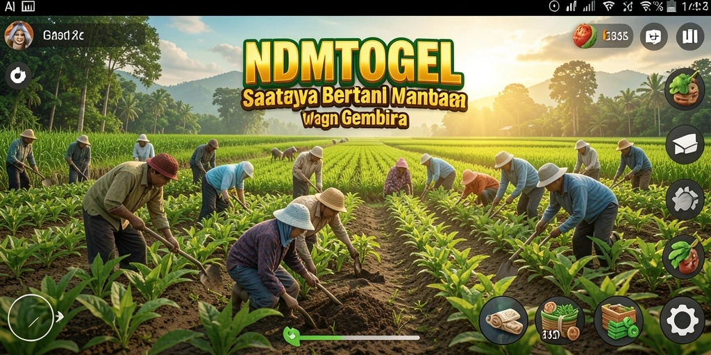 Screenshot gameplay NDMTOGEL menampilkan kebun yang indah dengan tanaman subur.