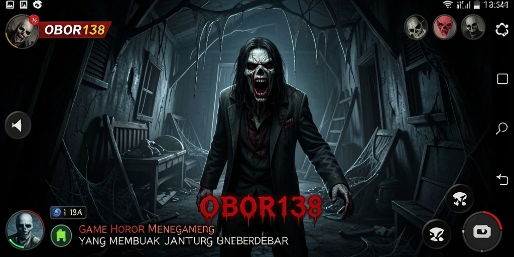 Tampilan gameplay menegangkan dengan suasana gelap yang mendebarkan.