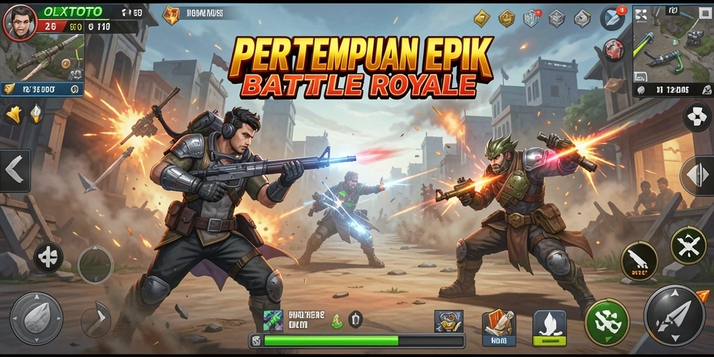 Tangkapan layar OLXTOTO menampilkan pertempuran intens dalam Battle Royale.