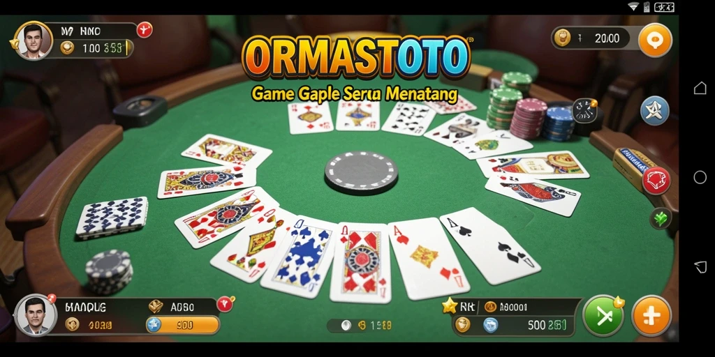 Screenshot gameplay ORMASTOTO dengan suasana tegang permainan Gaple.