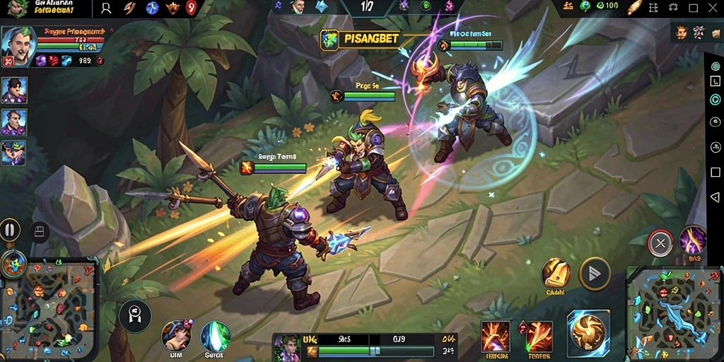 Screenshot gameplay PISANGBET yang menampilkan pertempuran seru di arena.