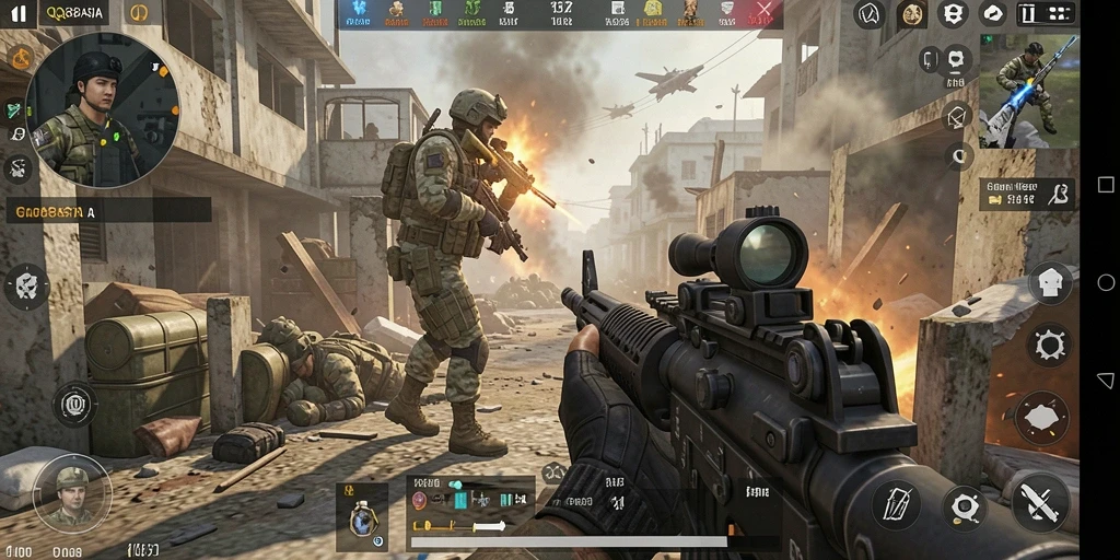 Tangkapan layar menampilkan aksi seru gameplay FPS di QQ88ASIA.