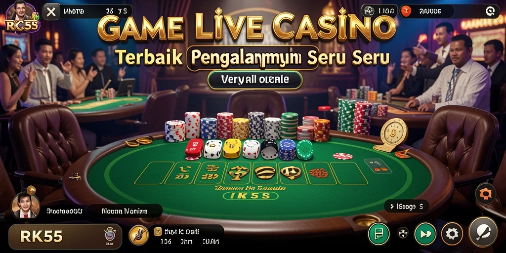 Tampilan antarmuka RK55 yang menakjubkan dengan dealer Live Casino.