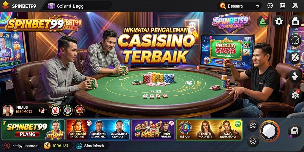 Screenshot gameplay Live Casino SPINBET99 dengan dealer dan pemain.