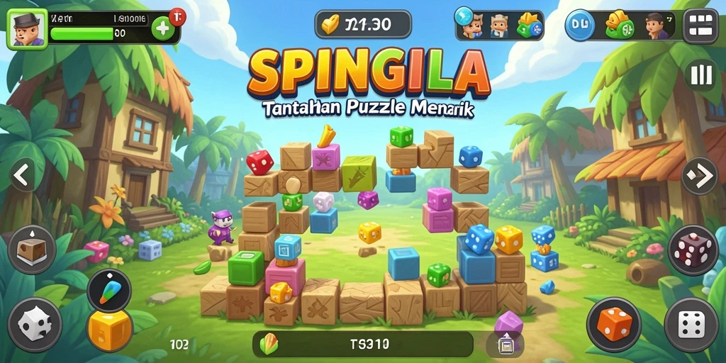 Tampilan gameplay SPINGILA yang menantang dan penuh warna.