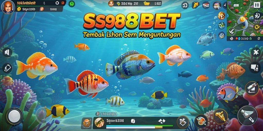 Tampilan utama gameplay SS88BET menampilkan aksi menembak ikan yang mendebarkan.