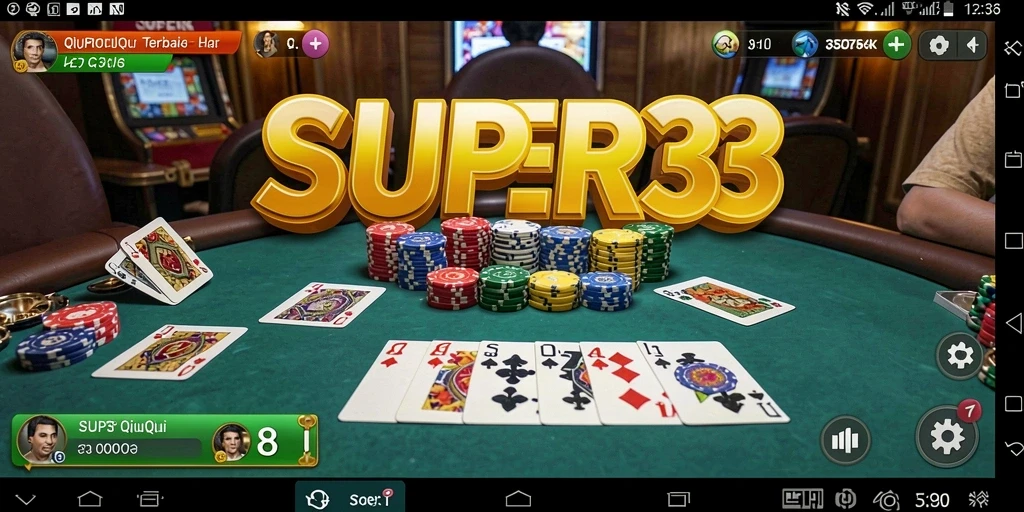 Screenshot SUPER33 menampilkan aksi seru dalam permainan QiuQiu.
