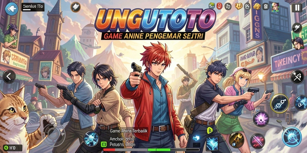 Screenshot gameplay UNGUTOTO dengan aksi karakter Anime.
