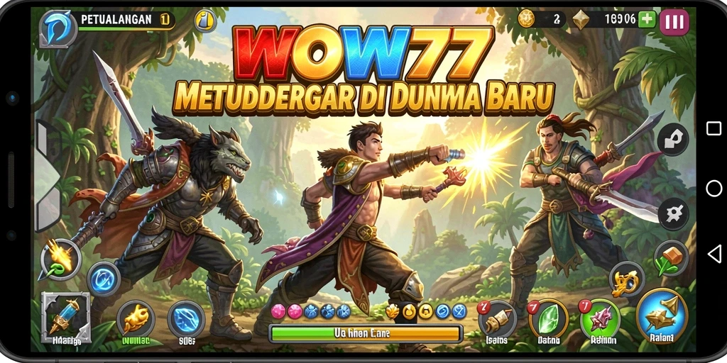 Tangkapan layar WOW77 menunjukkan pemain berpetualang di dunia yang menakjubkan.